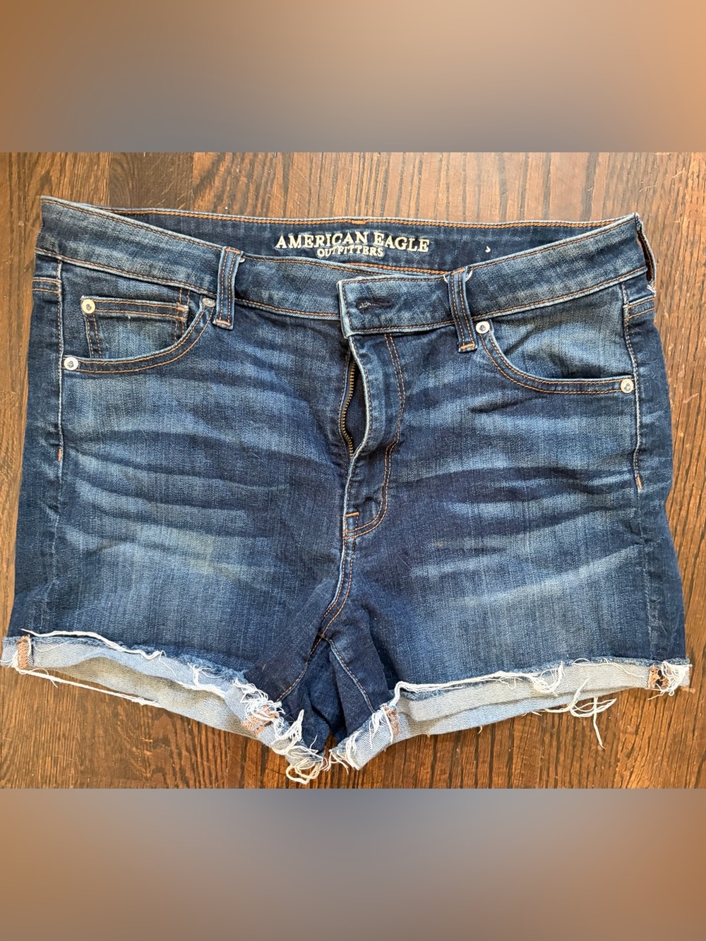American Eagle Outfitters Dark Blue Denim Cutoff Jean Shorts
